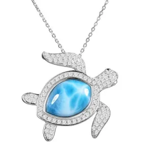 Pavé Larimar Maui Honu Pendant