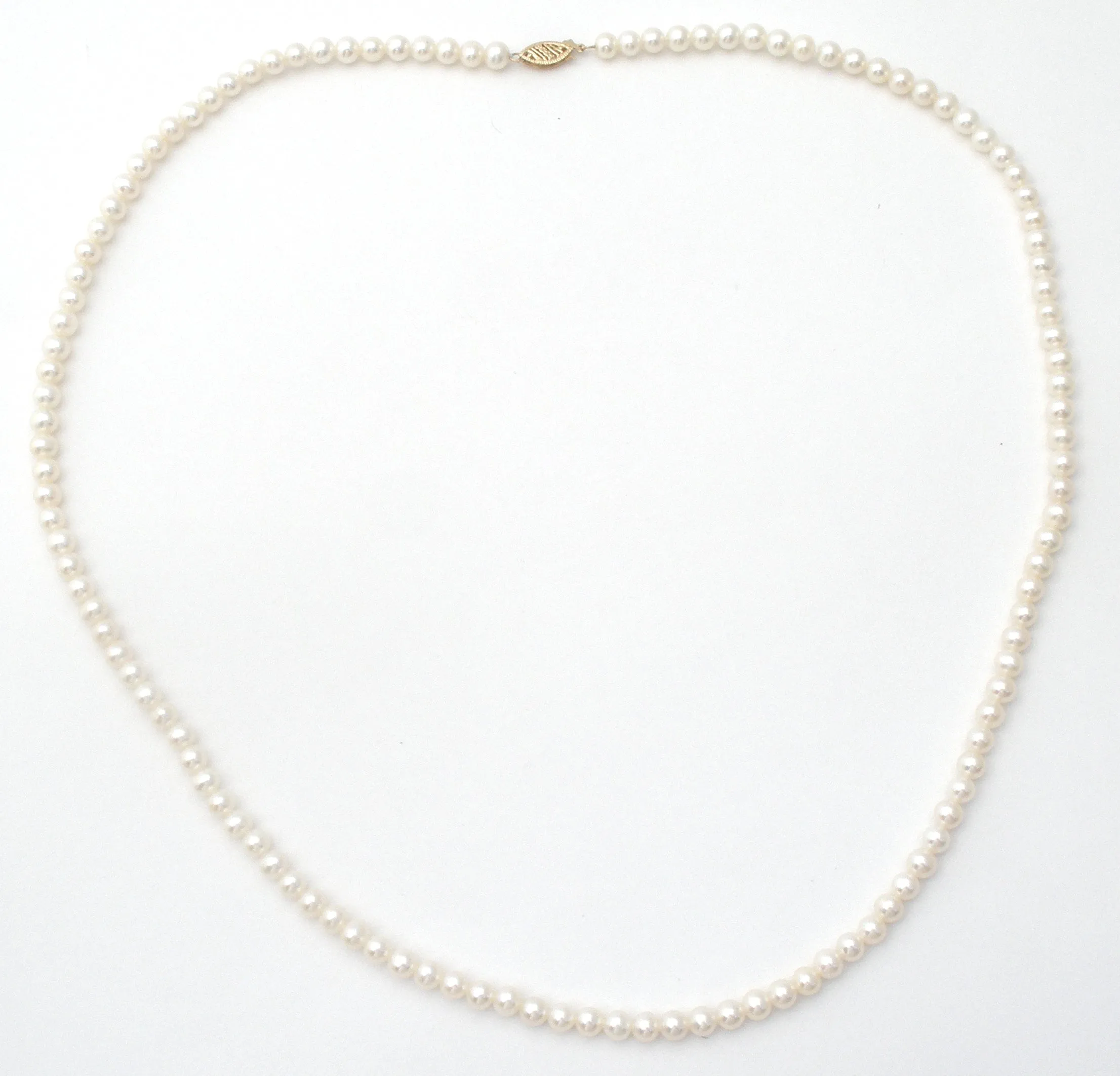 Pearl Necklace With 14K Gold Clasp 24"