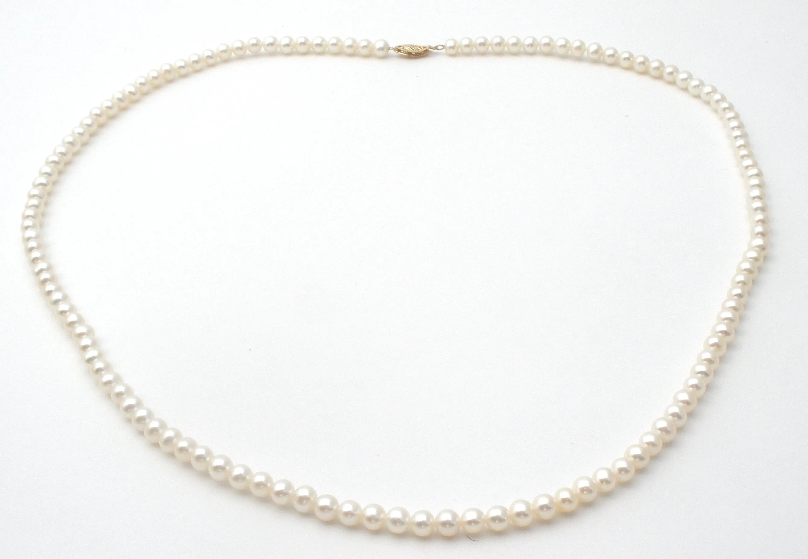 Pearl Necklace With 14K Gold Clasp 24"