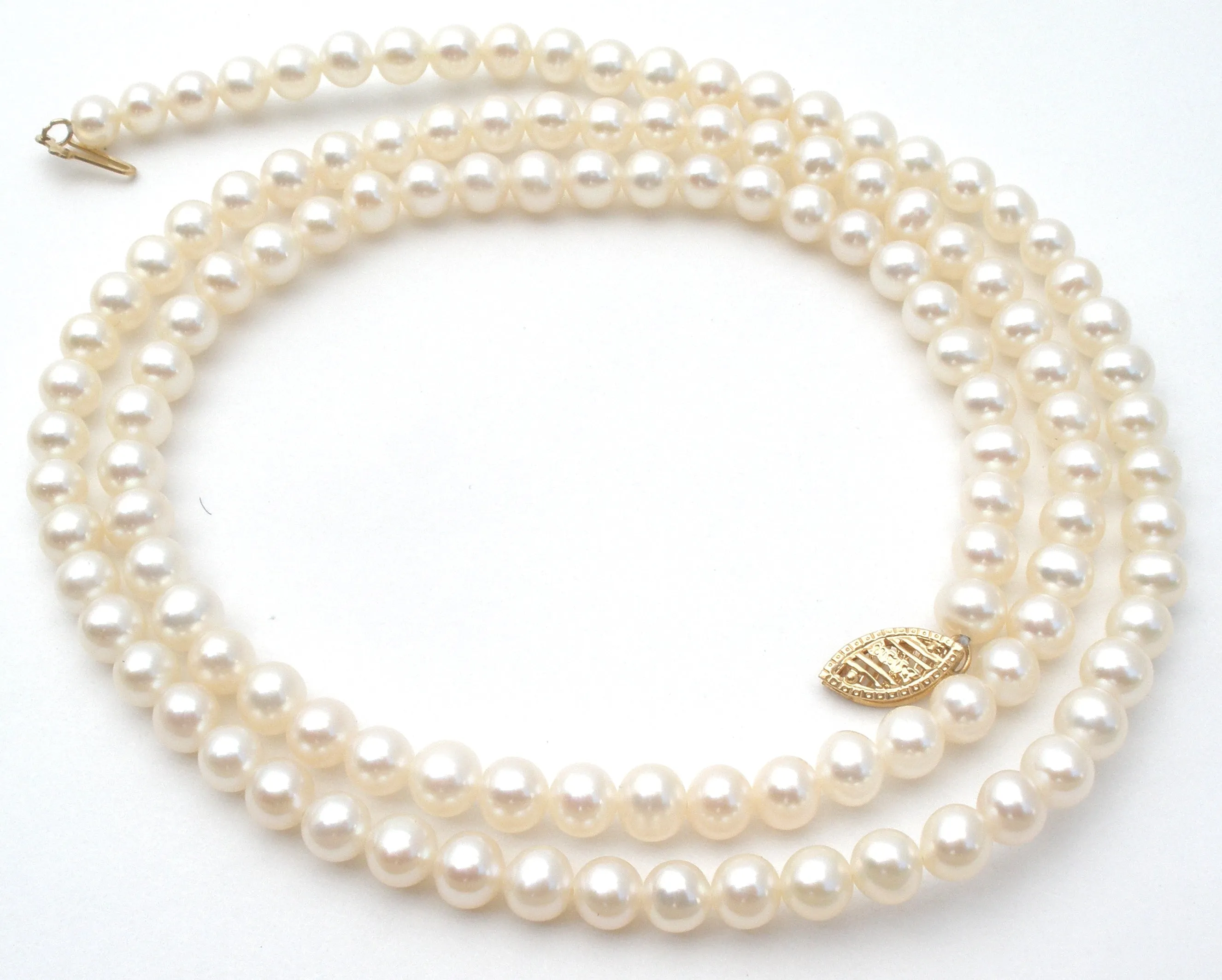 Pearl Necklace With 14K Gold Clasp 24"