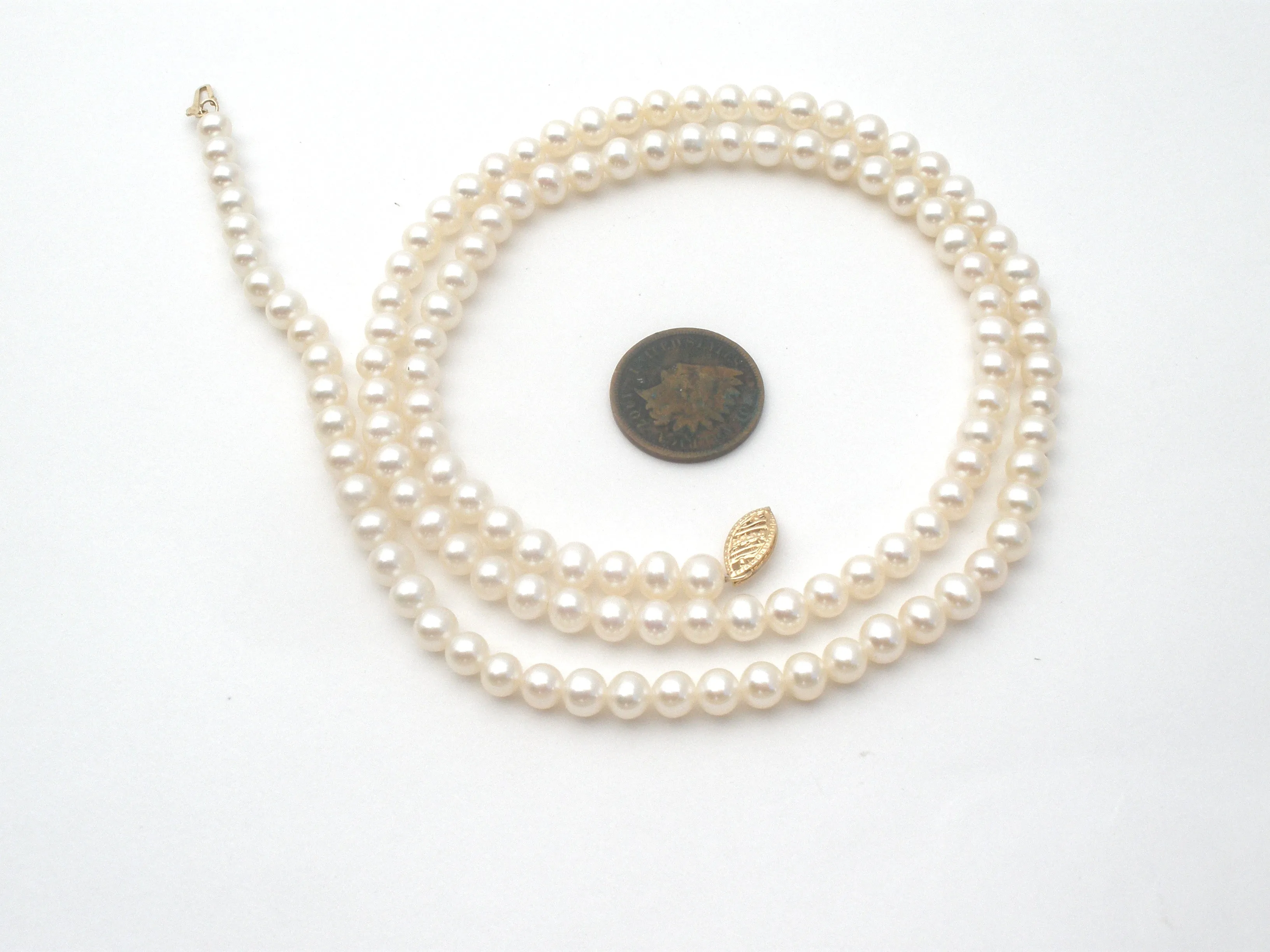 Pearl Necklace With 14K Gold Clasp 24"