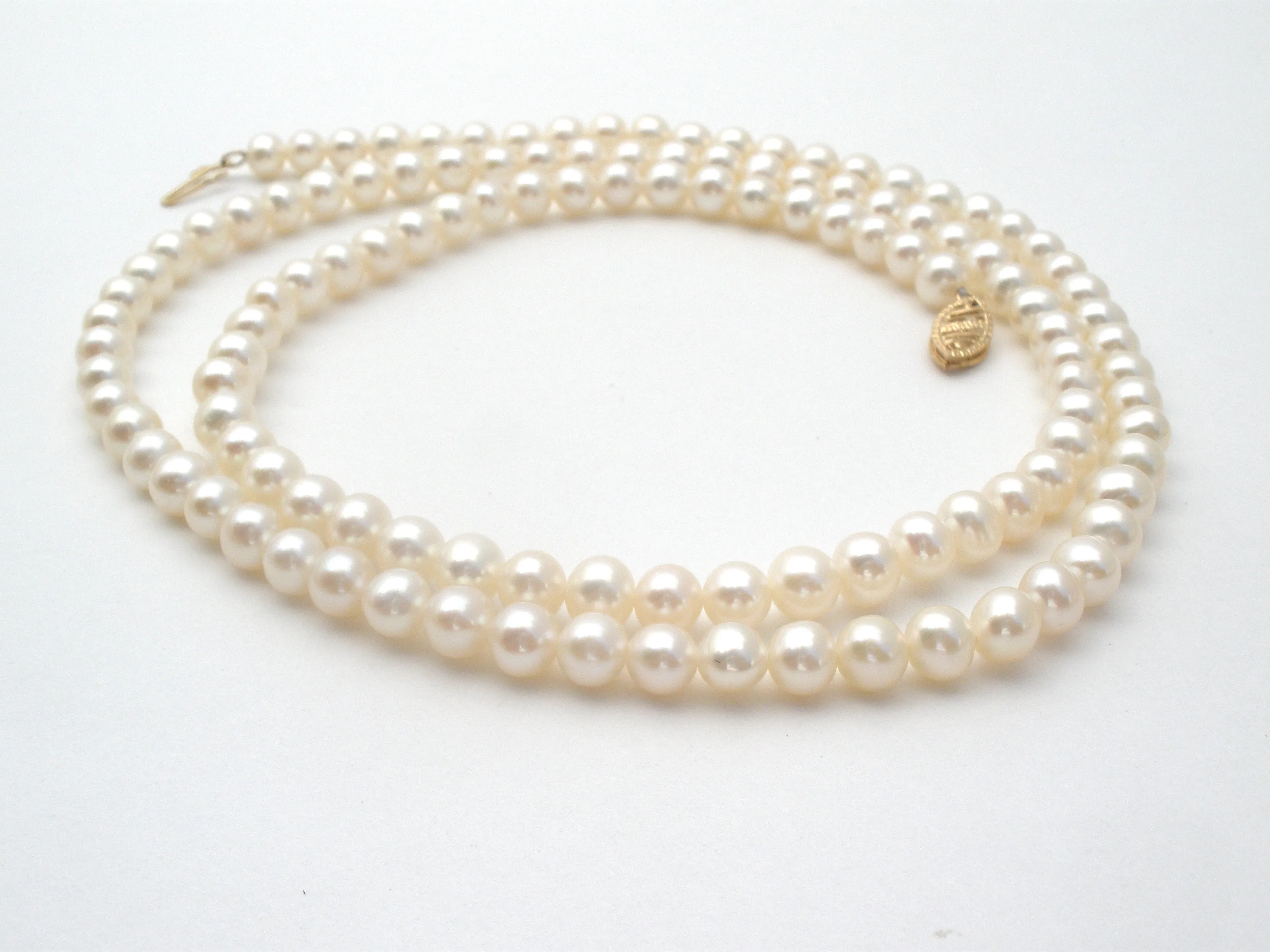 Pearl Necklace With 14K Gold Clasp 24"