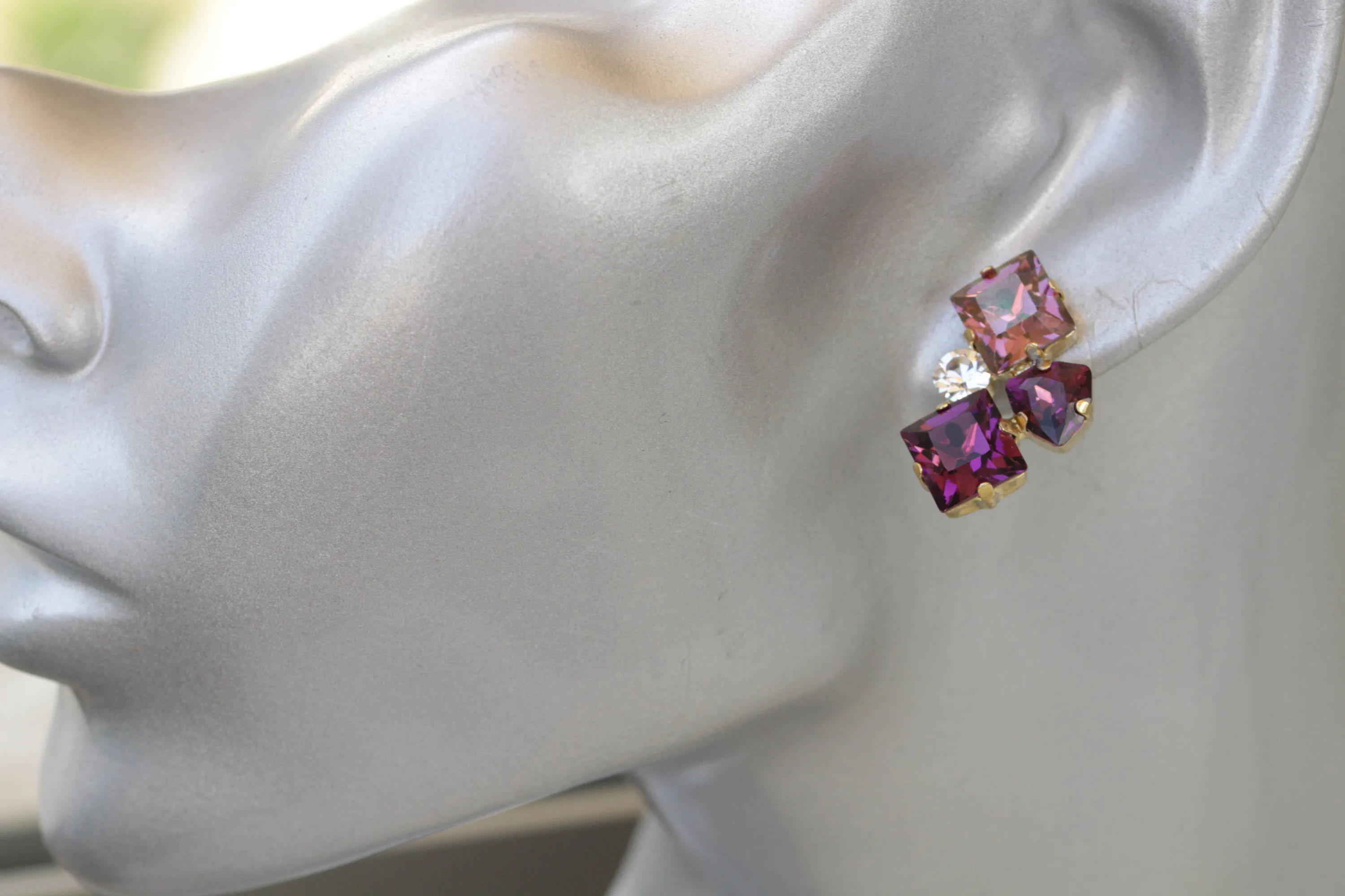 Purple AMETHYST STUD EARRING
