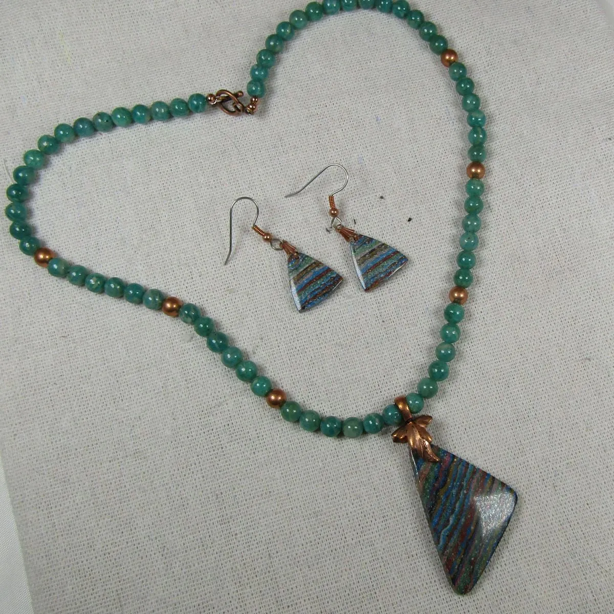 Rainbow Calsilica and Amazonite Necklace & Earrings