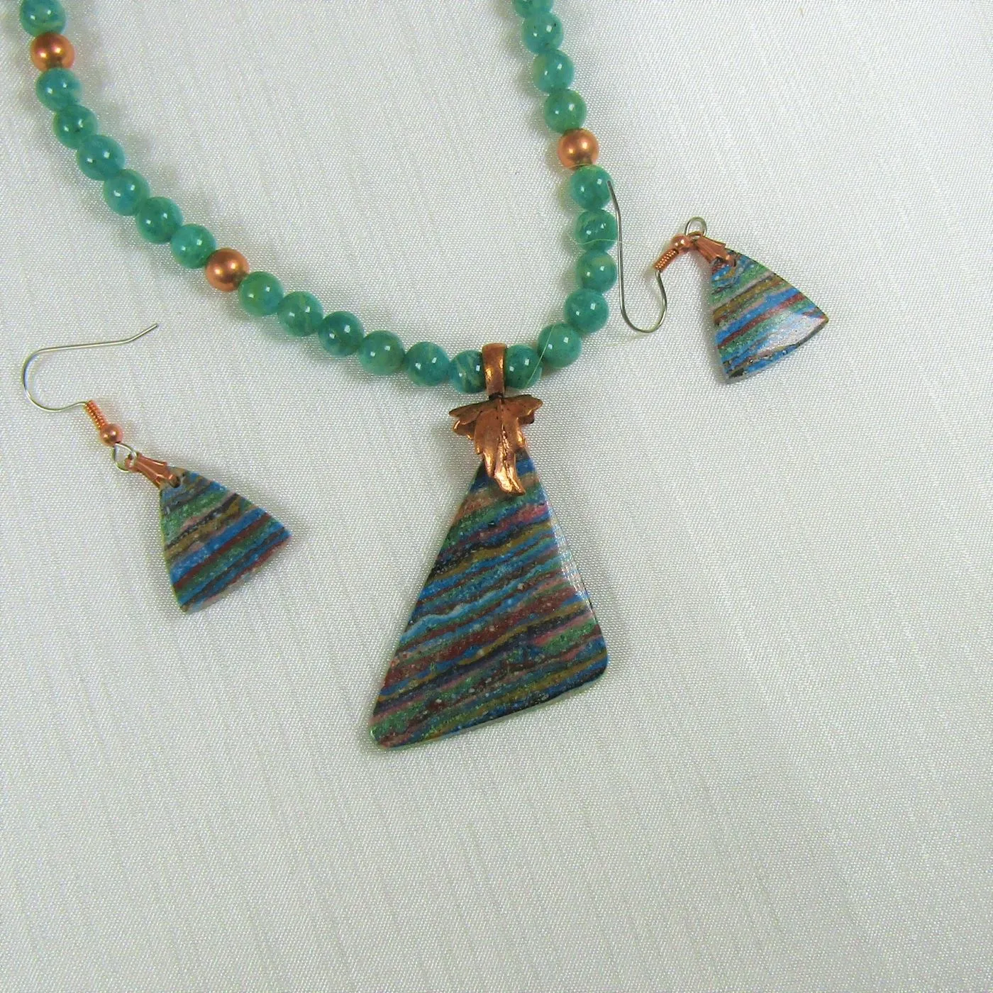 Rainbow Calsilica and Amazonite Necklace & Earrings
