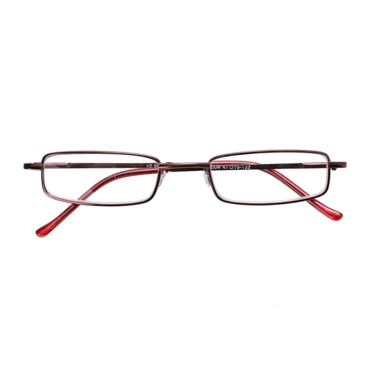 Reading Glasses Metal Spring Foot Portable Presbyopic Glasses with Tube Case  2.00D(Black)