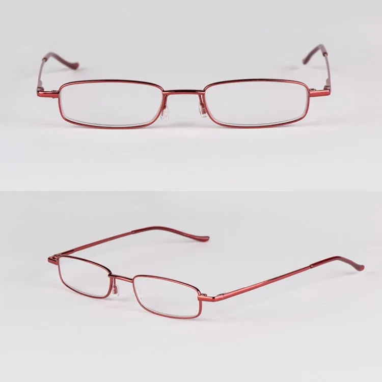 Reading Glasses Metal Spring Foot Portable Presbyopic Glasses with Tube Case  2.00D(Black)