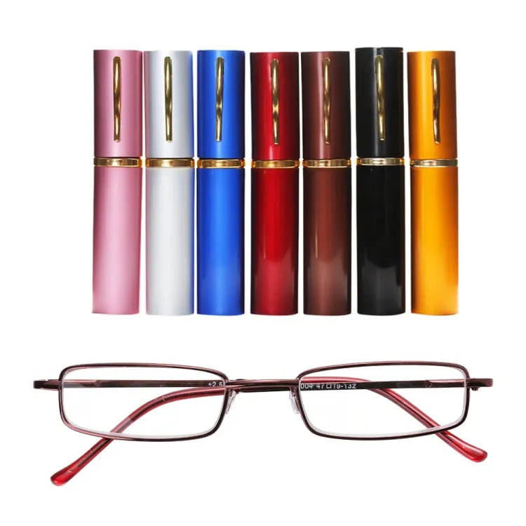 Reading Glasses Metal Spring Foot Portable Presbyopic Glasses with Tube Case  2.50D(Black)