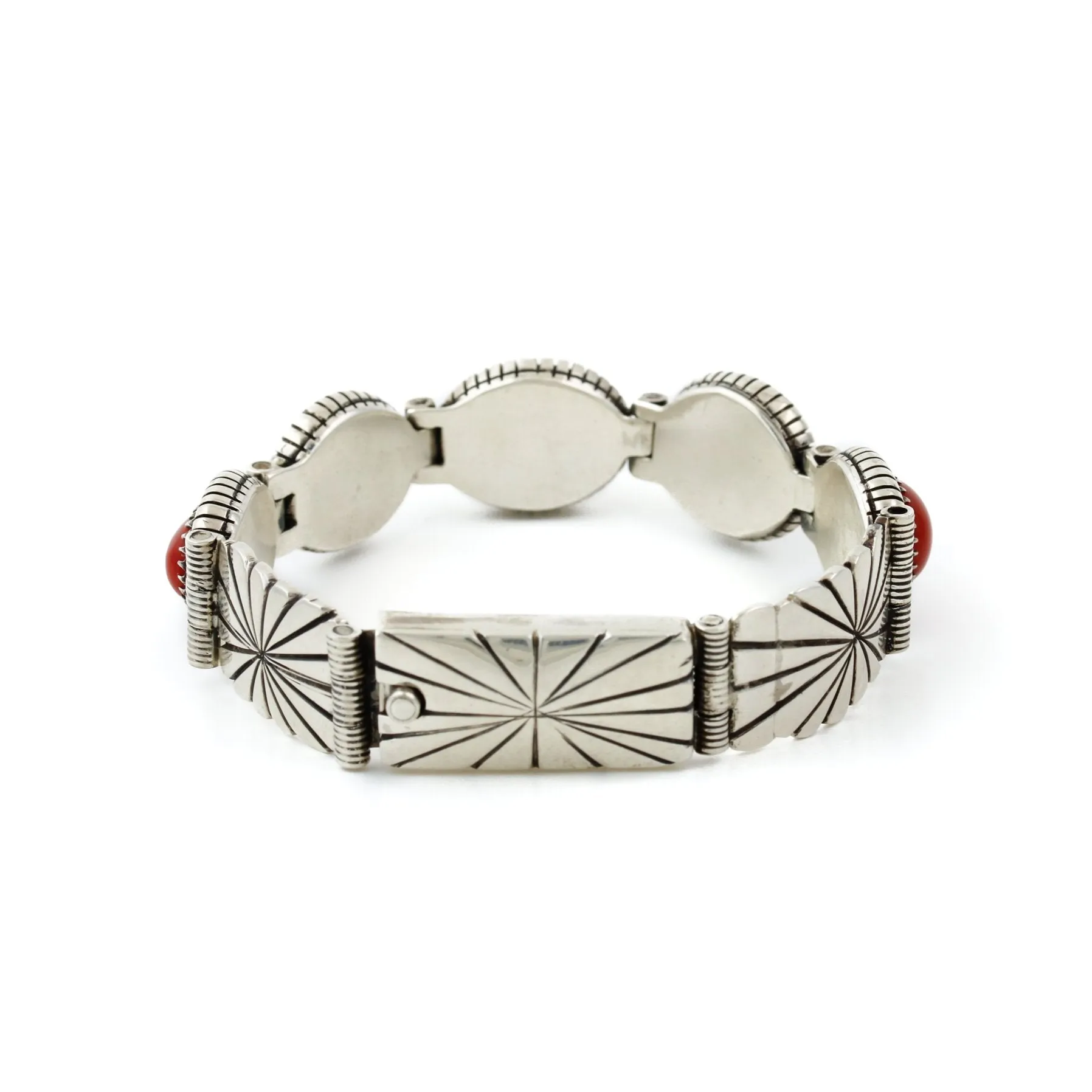 Red Coral Navajo Shadowbox Bracelet