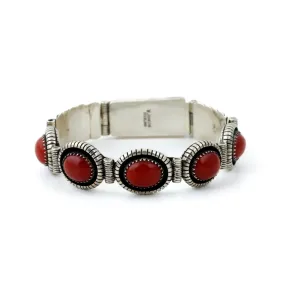 Red Coral Navajo Shadowbox Bracelet