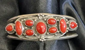 Red Coral Sterling Silver Bracelet