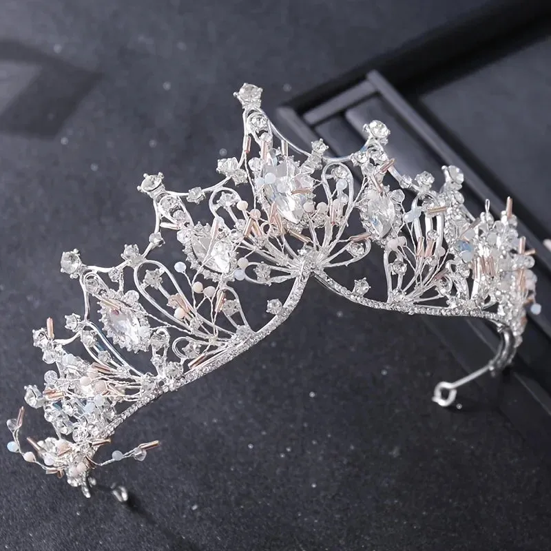 Regal Crystal Rhinestone Tiara Crowns Bridal Wedding Hair Accessory