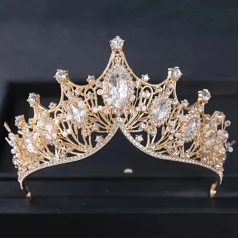 Regal Crystal Rhinestone Tiara Crowns Bridal Wedding Hair Accessory