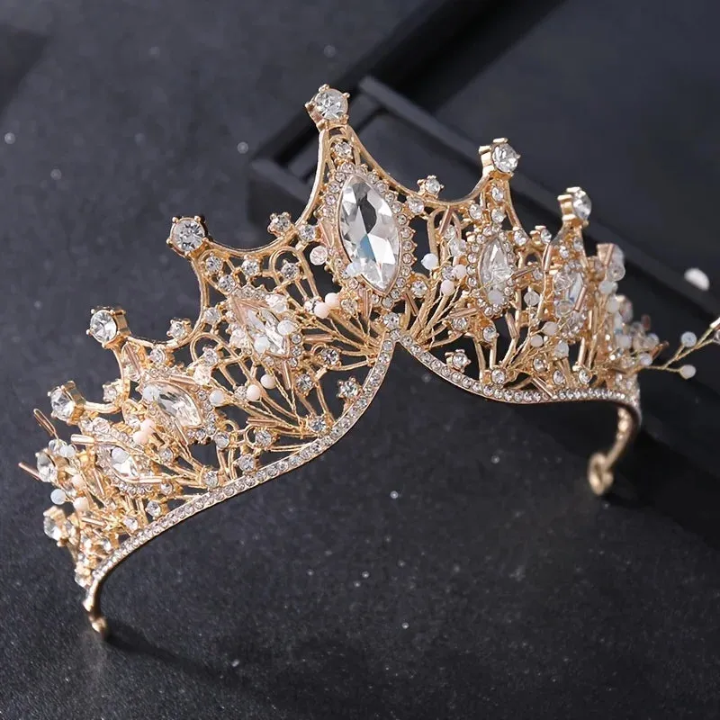 Regal Crystal Rhinestone Tiara Crowns Bridal Wedding Hair Accessory