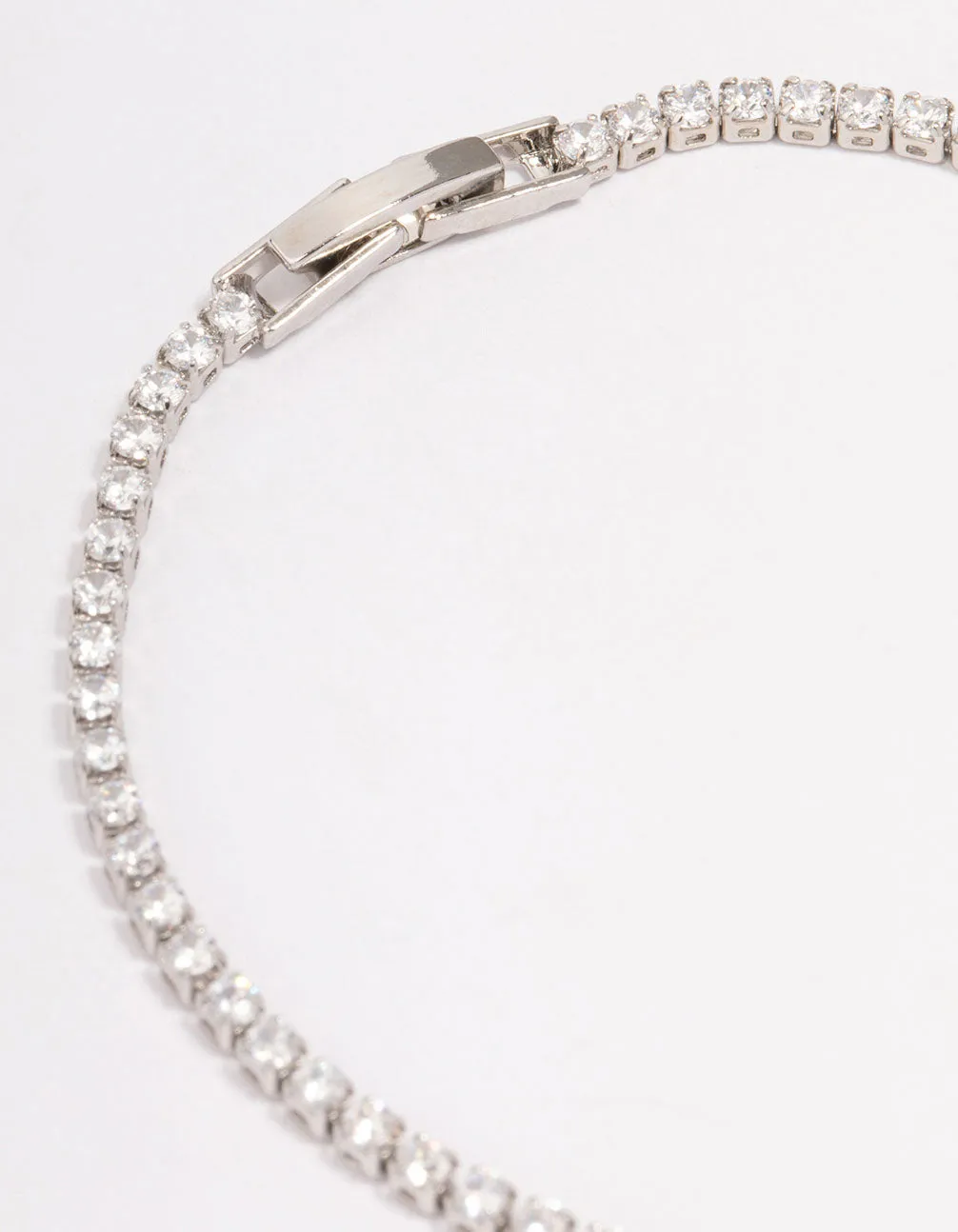 Rhodium Cubic Zirconia Round Bow Tennis Bracelet