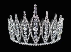 Rivoli Burst 3.5" Full Crystal Rhinestone Silver Crown