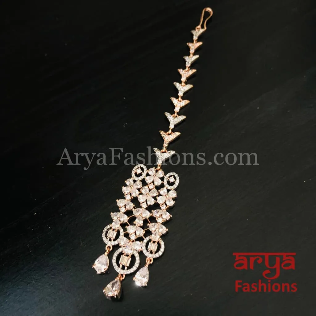 Rose Gold CZ Bridal Choker/ Golden Cubic Zirconia Bridal Necklace