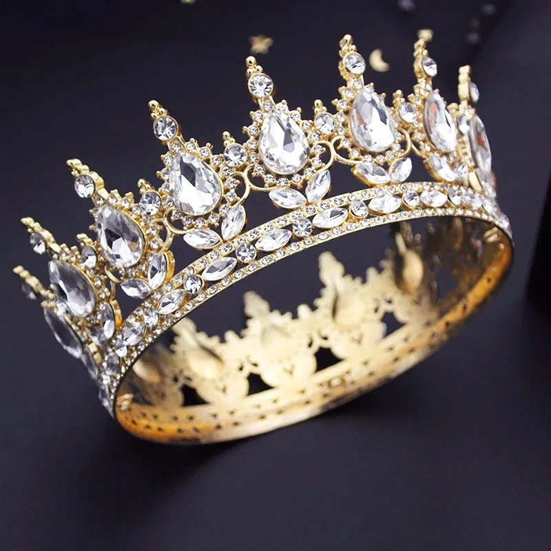 Round Royal Queen King Full Round Crown Party Costume Accessory