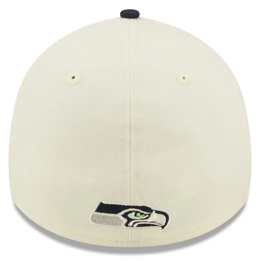 Seattle Seahawks 2022 Sideline 39THIRTY 2 Tone Flex Hat Cream/Navy