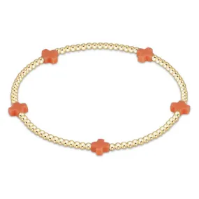 Signature Cross Small Gold Pattern 2mm Bracelet - Coral