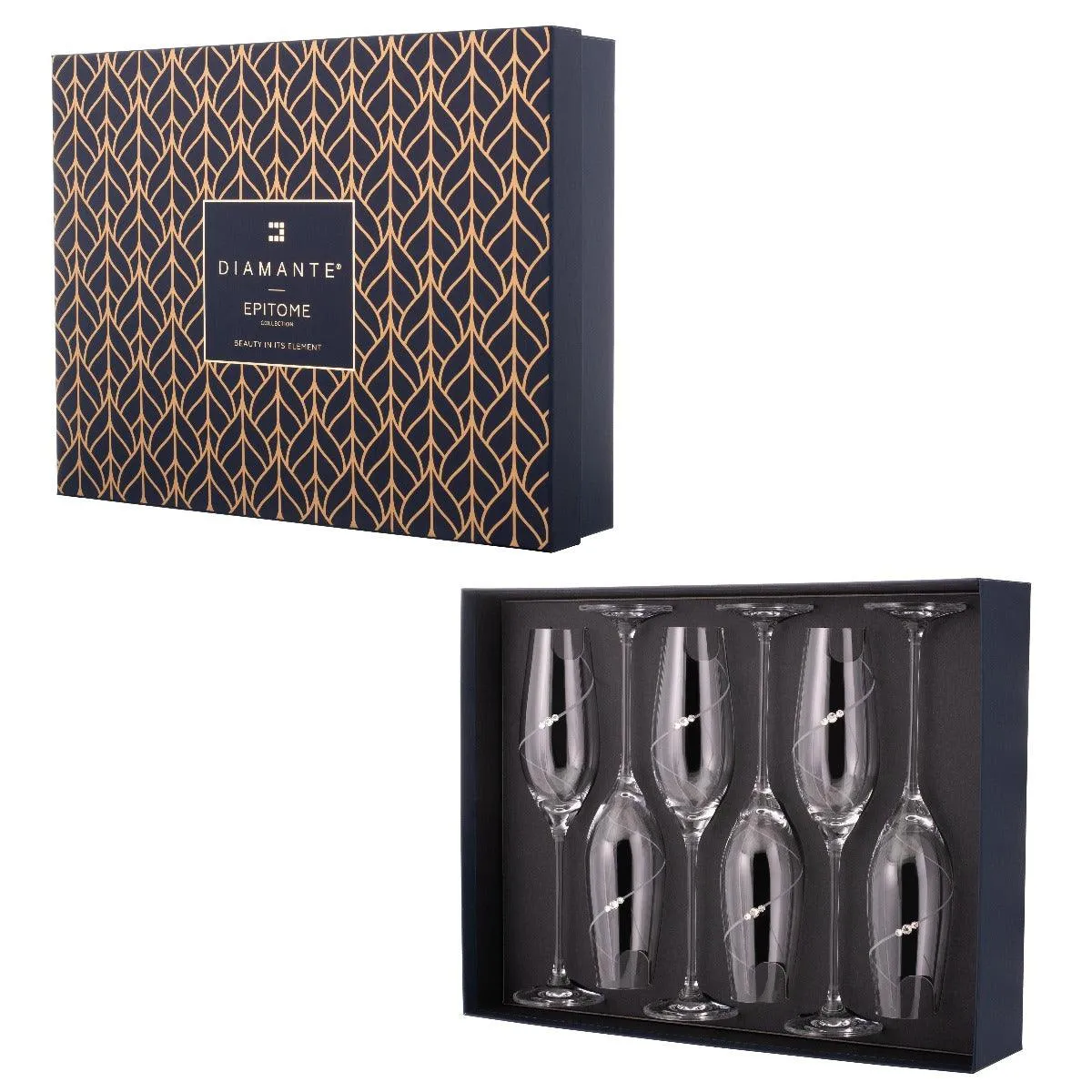 Silhouette Flute Glasses Adorned with Swarovski® Crystals – Set of 6 - Made In SLOVAKIA