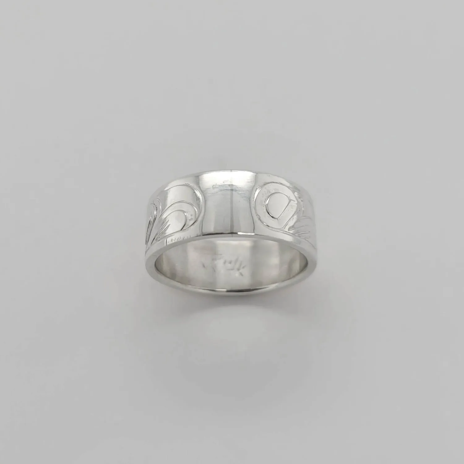 Silver 3/8" Band with Gold Wolf