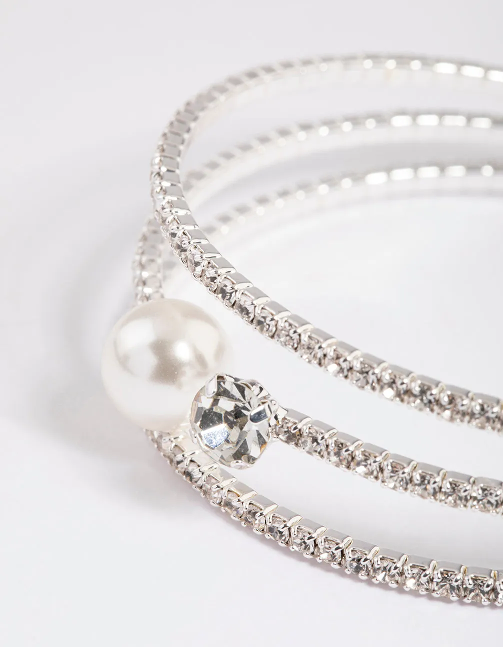 Silver Pearl Cupchain Cuff