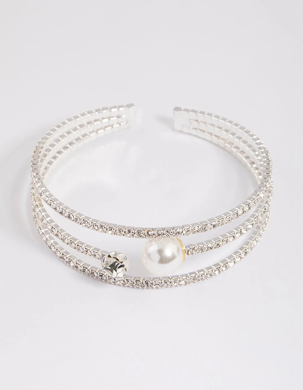 Silver Pearl Cupchain Cuff