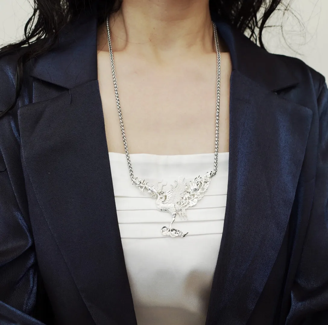 Silver Phoenix Pendant Necklace