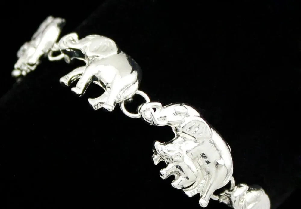 Silver Plated Elephant Bracelet: Hindu Ganesh Charm