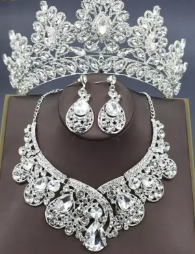 Silver Shining Rhinestone bridal Crowns At Bling Brides Bouquet