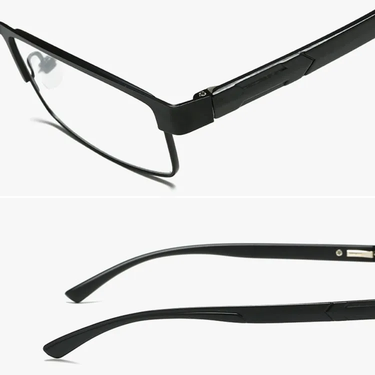 Simple Matel Frame Reading Glasses Hyperopia Eyeglasses  2.00D(Matte Black)