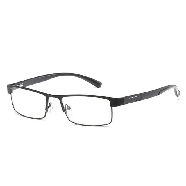 Simple Matel Frame Reading Glasses Hyperopia Eyeglasses  2.00D(Matte Black)