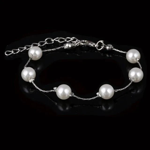 Simulated Pearl Necklace Top Quality Anti-Allergy Gold Color Jewelry
