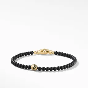 Spirituals Bead Skull Bracelet with Black Onyx and 18K Yellow Gold