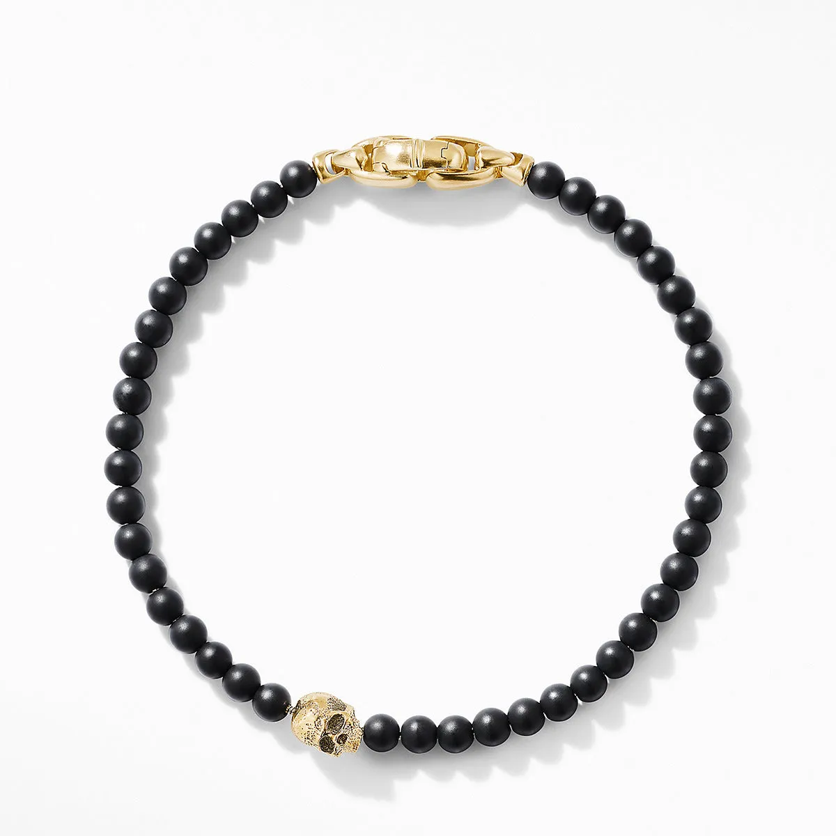 Spirituals Bead Skull Bracelet with Black Onyx and 18K Yellow Gold