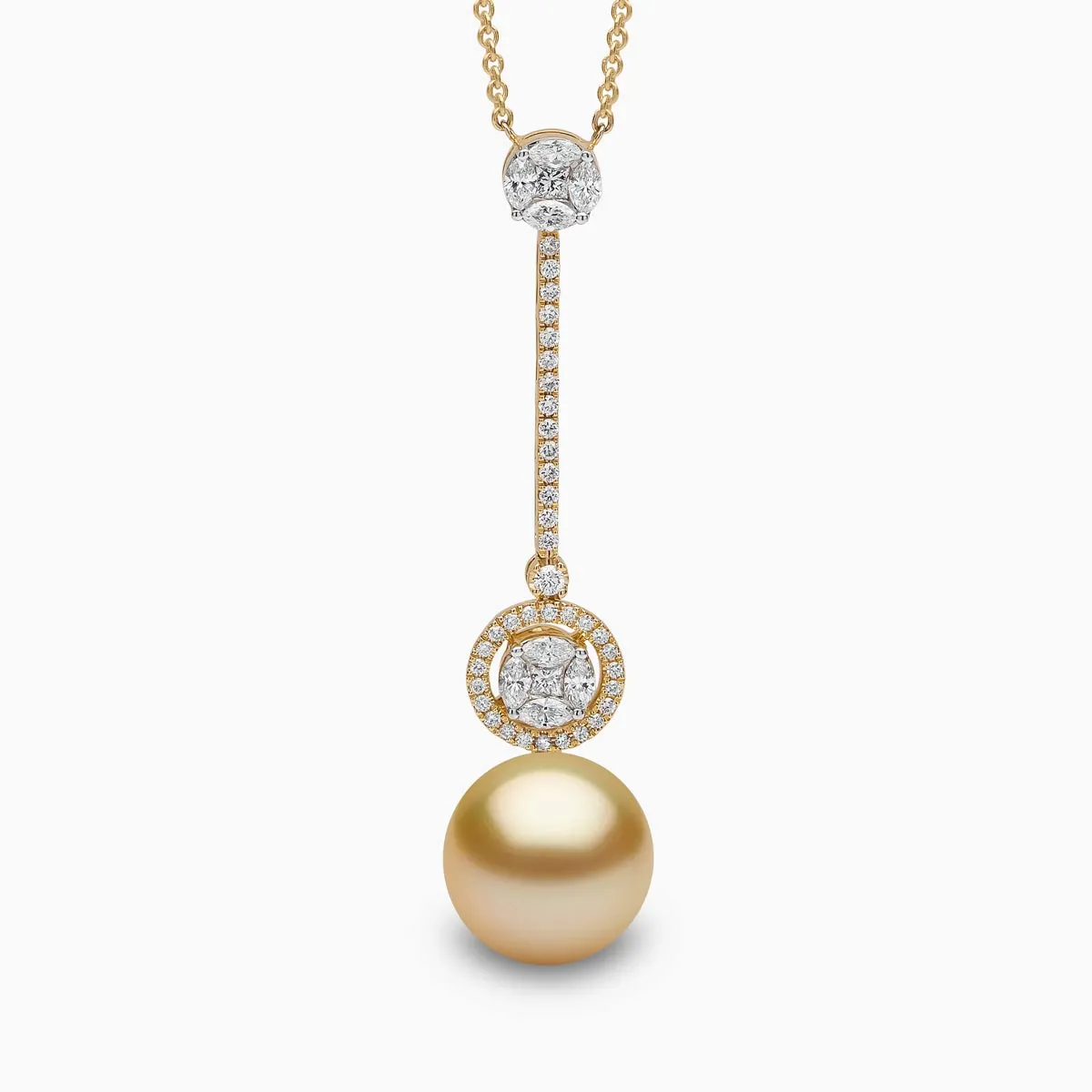 Starlight 18K Gold Indonesian South Sea Pearl and Diamond Drop Necklace