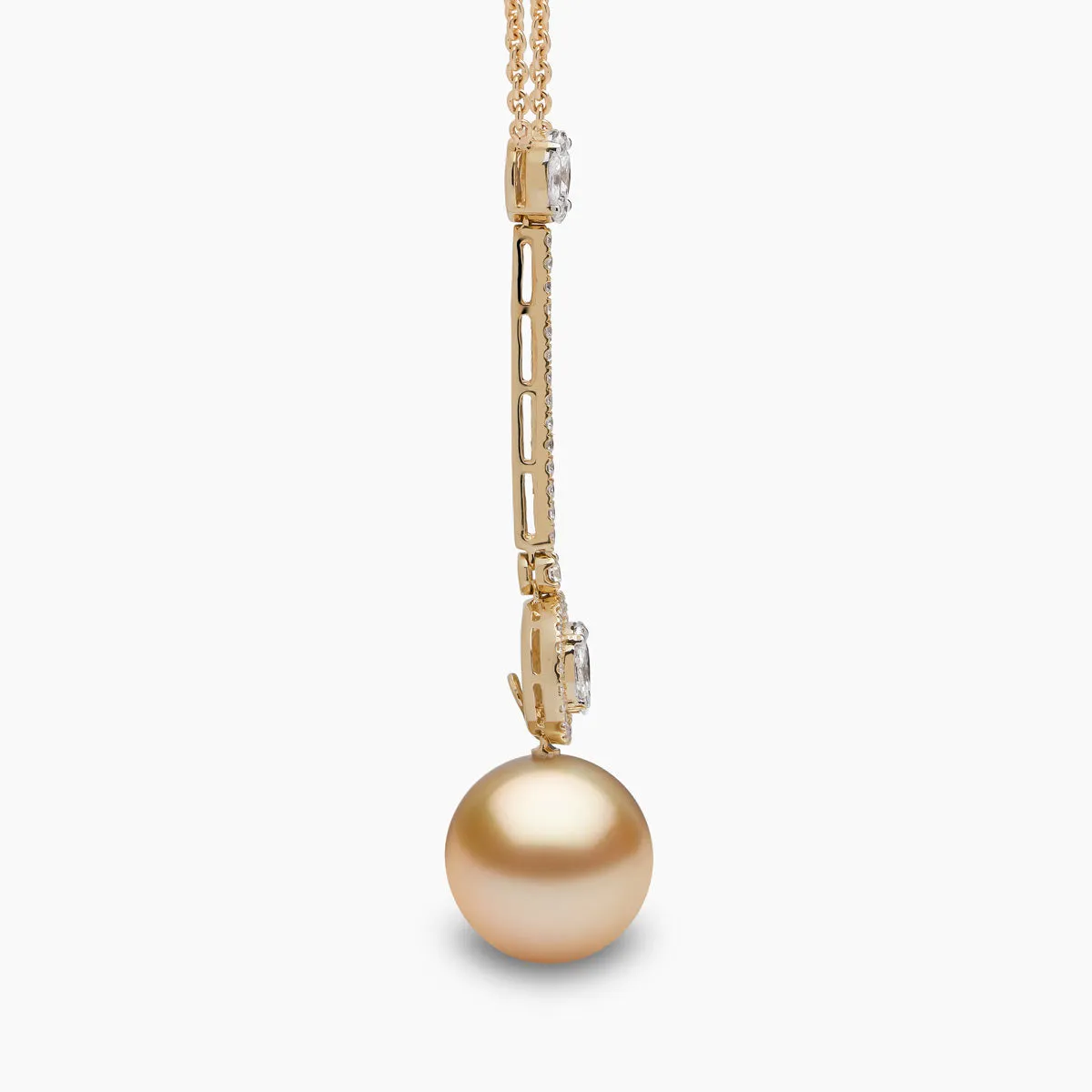 Starlight 18K Gold Indonesian South Sea Pearl and Diamond Drop Necklace