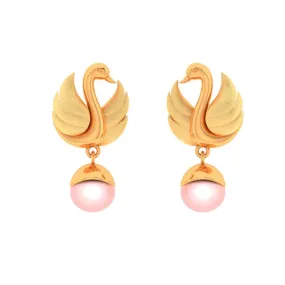 Swan Pink Ball 18k Gold Earrings