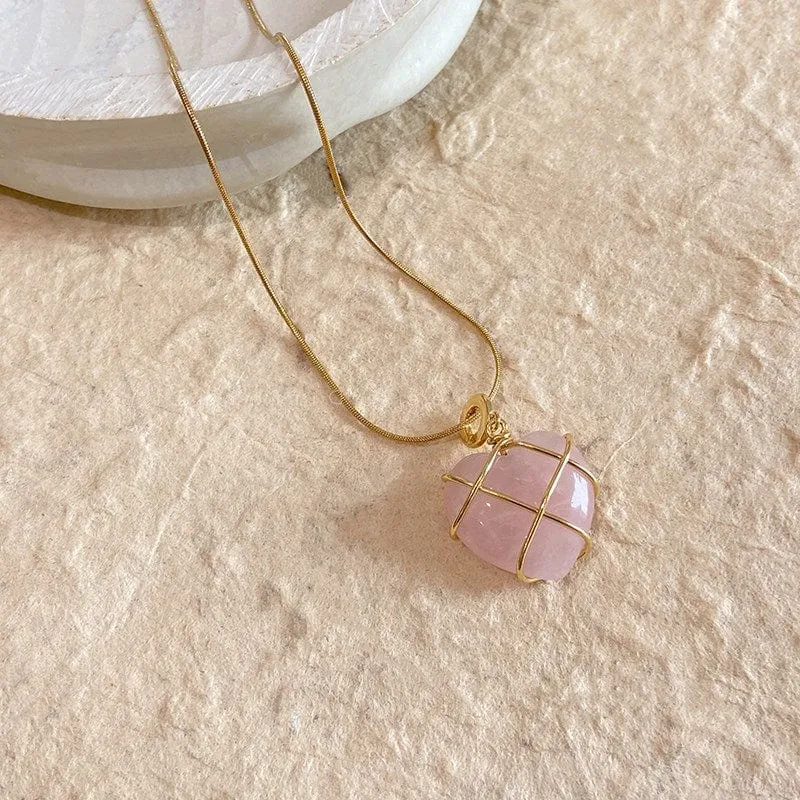 Sweet Gold Filled Opal Heart Pendant Choker Necklace