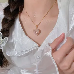 Sweet Gold Filled Opal Heart Pendant Choker Necklace