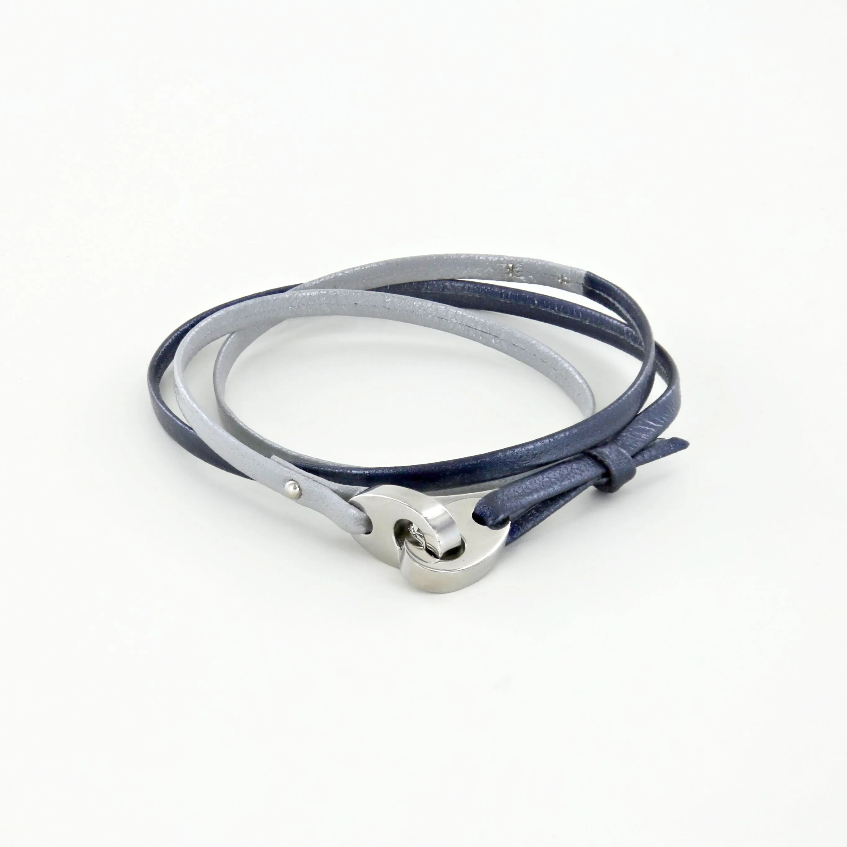 Tandem Leather Bracelet with Polished Stainless Steel Brummels