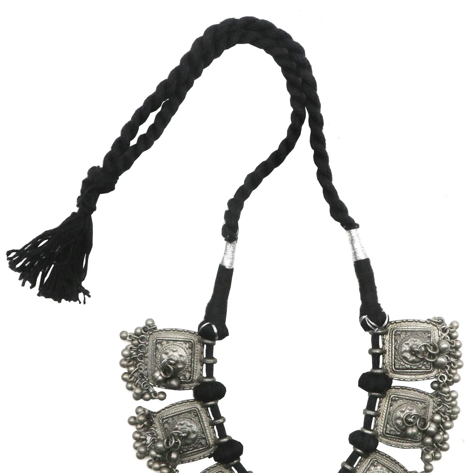 TEEJH Meera Silver Oxidised Choker Necklace For Women