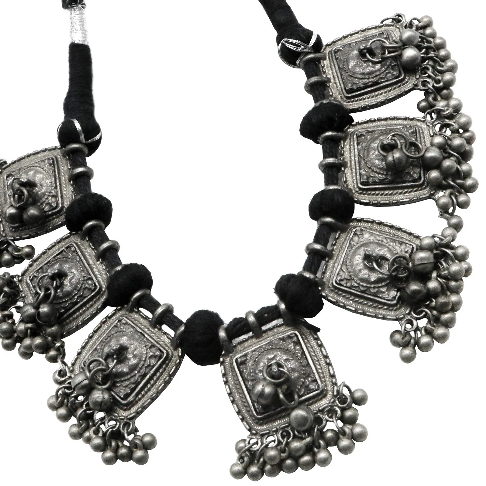 TEEJH Meera Silver Oxidised Choker Necklace For Women