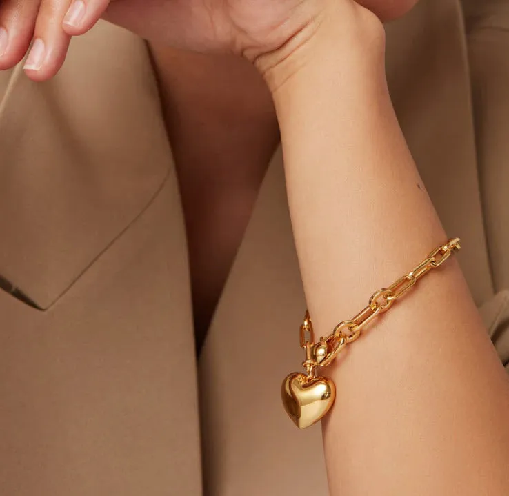 The Puffy Heart Bracelet in Gold