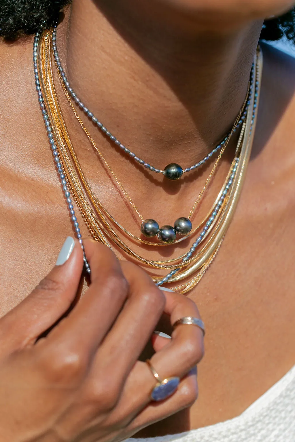Triple Floating Tahitian Pearl Necklace - Mililani