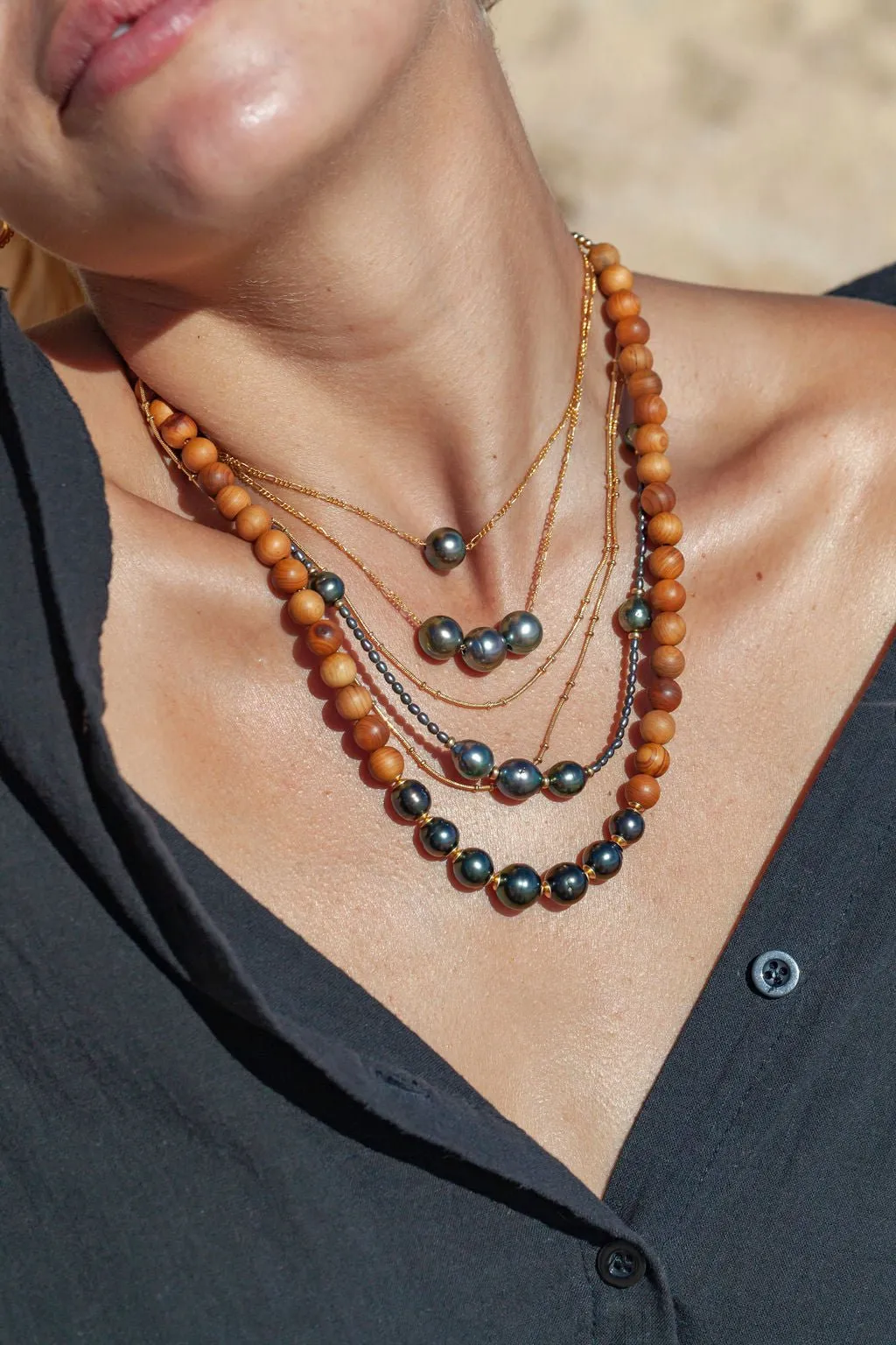Triple Floating Tahitian Pearl Necklace - Mililani