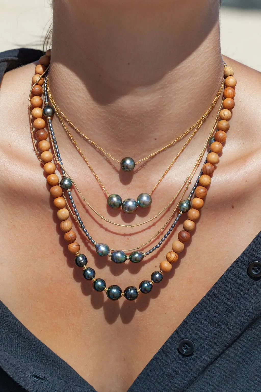 Triple Floating Tahitian Pearl Necklace - Mililani