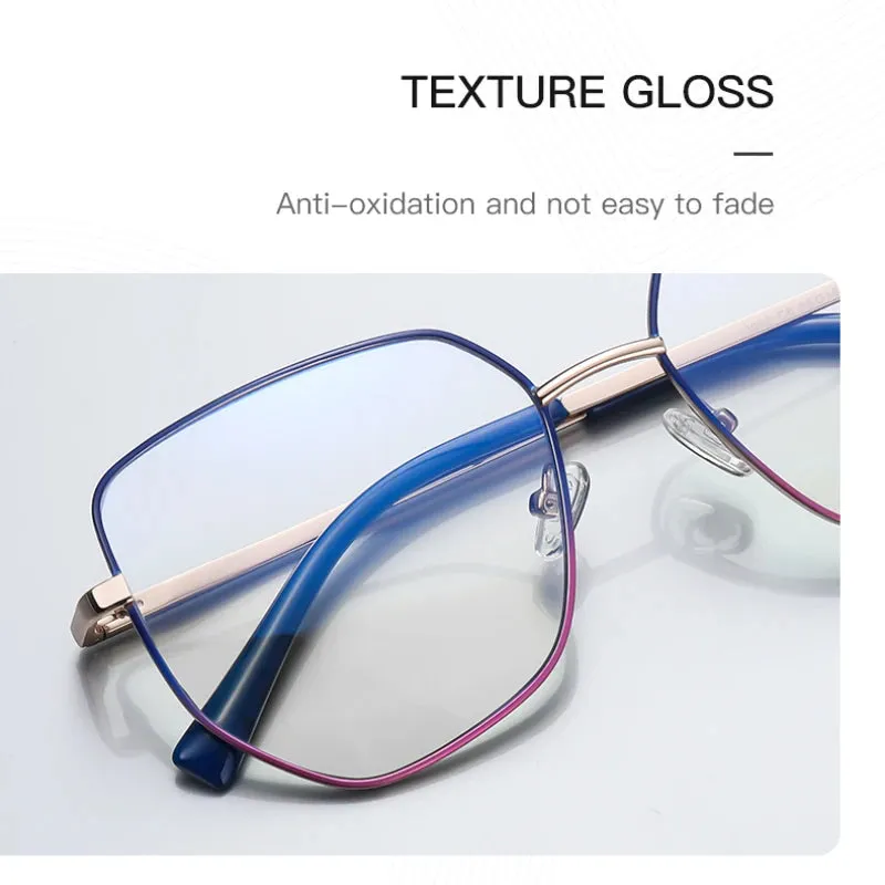 Vicky Women's Full Rim Polygon Square Stainless Steel Reading Glasses 3093