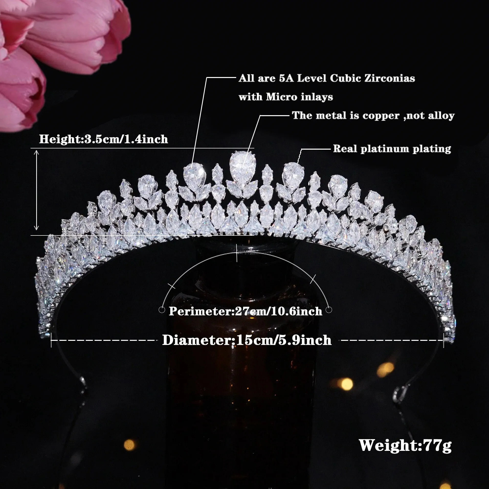Vintage Crystal Diadem Pageant Party Crown